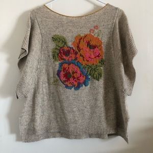 Anthropologie knit sweater with flowers